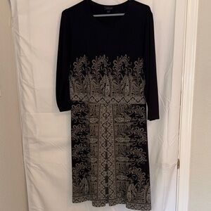 Chico's Black and Gold Long Sleeve Dress